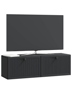 Mobile Porta TV da Muro Montaggio a parete Nero 98 x 31 x 30 cm 2
