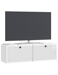 Mobile Porta TV da Muro Bianco Lucido 98 x 31 x 30 cm 2