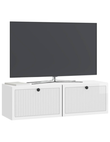 Mobile Porta TV da Muro Bianco Lucido 98 x 31 x 30 cm