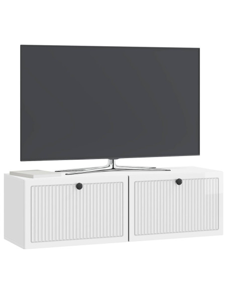 Mobile Porta TV da Muro Bianco Lucido 98 x 31 x 30 cm