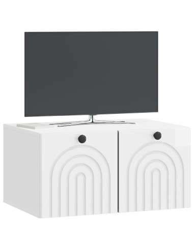 Mobile Porta TV da Muro Bianco Lucido 59,5 x 41 x 30 cm