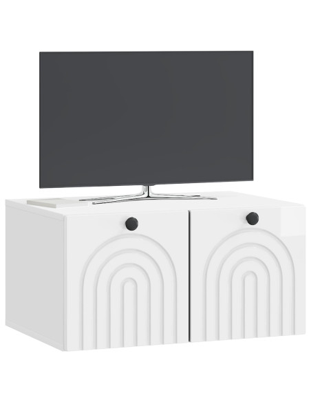 Mobile Porta TV da Muro Bianco Lucido 59,5 x 41 x 30 cm