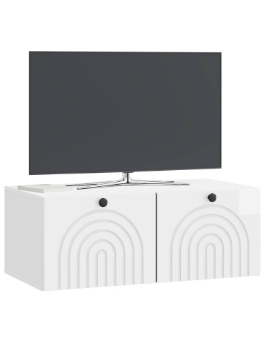 Mobile Porta TV da Muro Bianco Lucido 78,5 x 41 x 30 cm