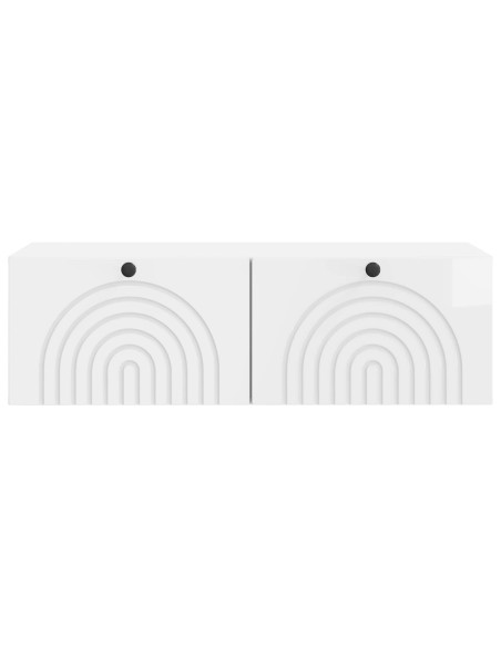 Mobile Porta TV da Muro Bianco Lucido 98 x 41 x 30 cm