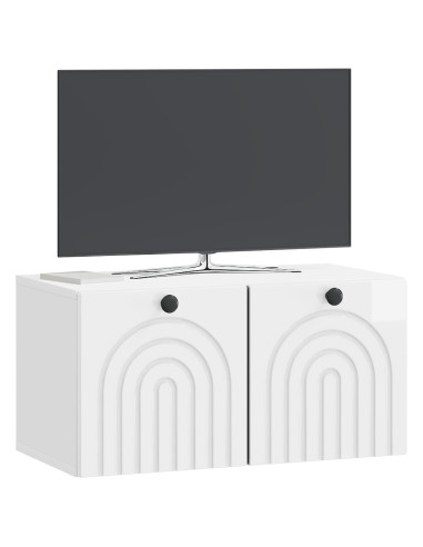 Mobile Porta TV da Muro Bianco Lucido 59,5 x 31 x 30 cm