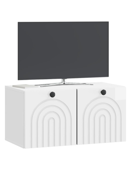 Mobile Porta TV da Muro Bianco Lucido 59,5 x 31 x 30 cm