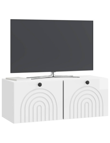 Mobile Porta TV da Muro Bianco Lucido 78,5 x 31 x 30 cm