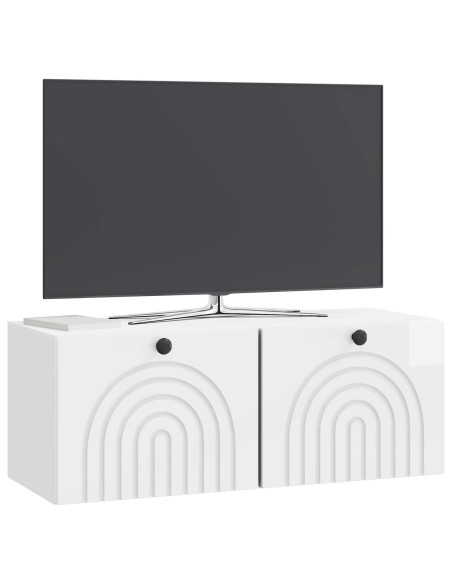 Mobile Porta TV da Muro Bianco Lucido 78,5 x 31 x 30 cm