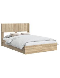 Struttura del letto con stoccaggio e testata Rovere Sonoma 2