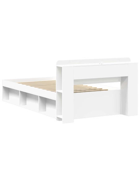 Telaio del letto con storage con testiera Bianco 75 x 190 cm