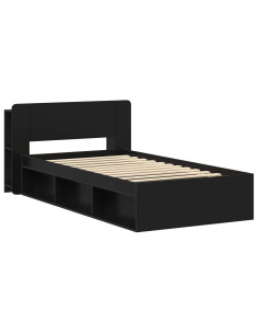 Telaio del letto con storage con testiera Nero 90 x 190 cm 2