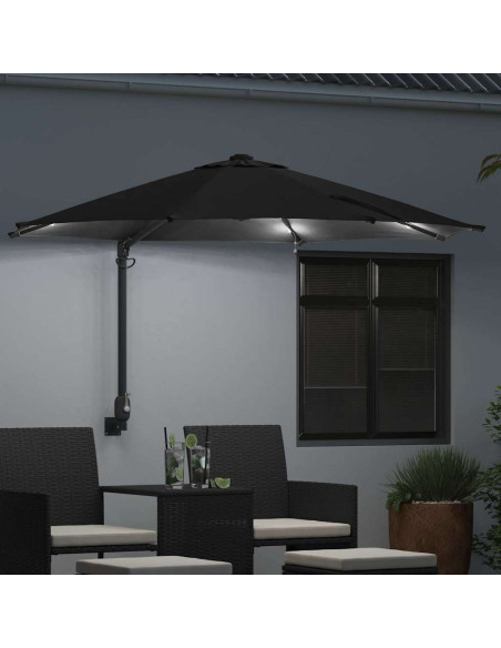 Ombrello da giardino Nero 248 x 248 x 148 cm
