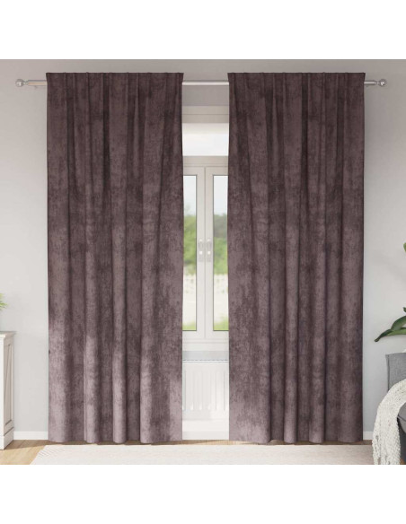 Tende in Velluto con tende 2 pcs Marrone 245 x 140 cm Velluto