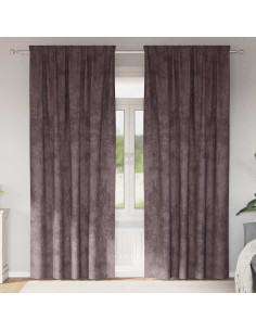 Tende in Velluto con tende 2 pcs Marrone 260 x 140 cm Velluto