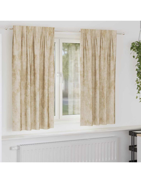 Tende in Velluto con tende 2 pcs Crema 175 x 140 cm Velluto
