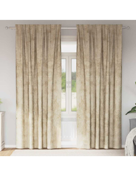 Tende in Velluto con tende 2 pcs Crema 225 x 140 cm Velluto