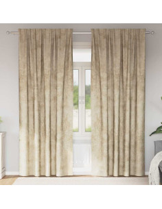 Tende in Velluto con tende 2 pcs Crema 245 x 140 cm Velluto