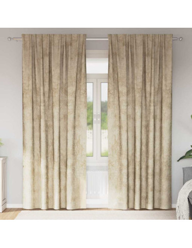Tende in Velluto con tende 2 pcs Crema 260 x 140 cm Velluto