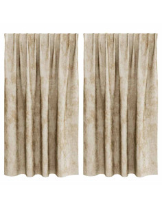 Tende in Velluto con tende 2 pcs Crema 140 x 140 cm Velluto 2