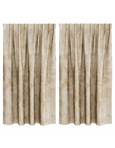 Tende in Velluto con tende 2 pcs Crema 140 x 140 cm Velluto
