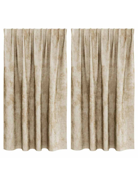 Tende in Velluto con tende 2 pcs Crema 140 x 140 cm Velluto