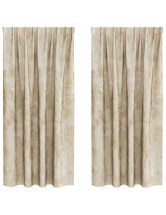 Tende in Velluto con tende 2 pcs Crema 175 x 140 cm Velluto 2