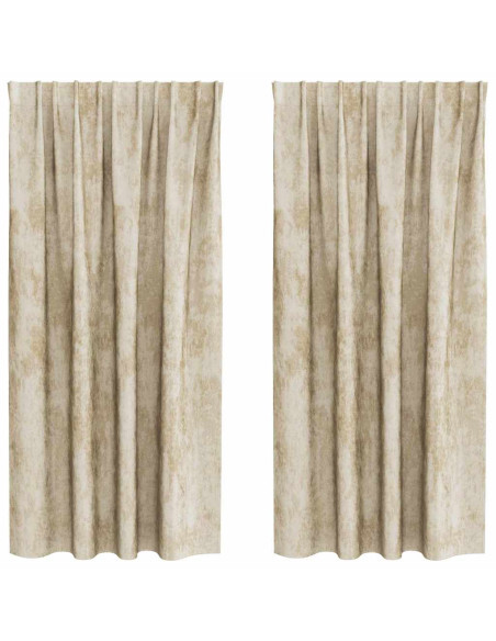 Tende in Velluto con tende 2 pcs Crema 175 x 140 cm Velluto
