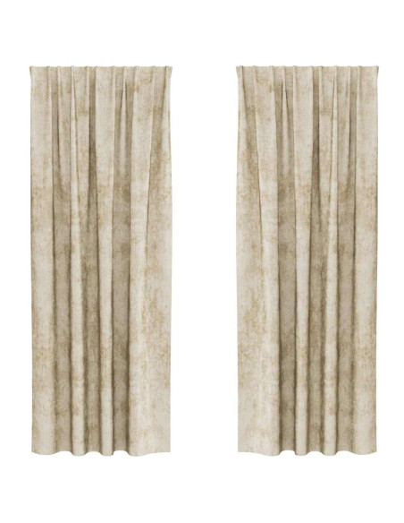 Tende in Velluto con tende 2 pcs Crema 245 x 140 cm Velluto