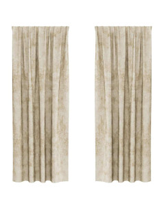 Tende in Velluto con tende 2 pcs Crema 260 x 140 cm Velluto 2