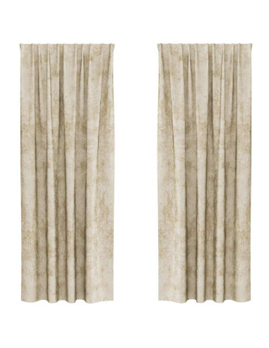 Tende in Velluto con tende 2 pcs Crema 260 x 140 cm Velluto