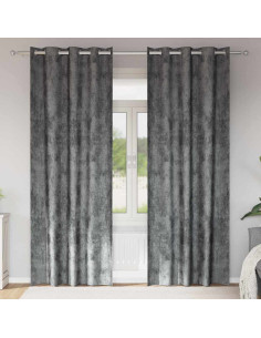 Tende in Velluto con tende 2 pcs Grigio 225 x 140 cm Velluto