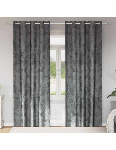 Tende in Velluto con tende 2 pcs Grigio 245 x 140 cm Velluto