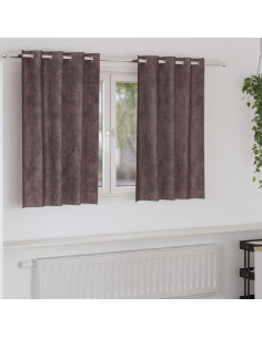 Tende in Velluto con tende 2 pcs Marrone 140 x 140 cm Velluto