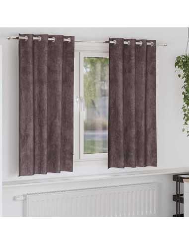 Tende in Velluto con tende 2 pcs Marrone 175 x 140 cm Velluto