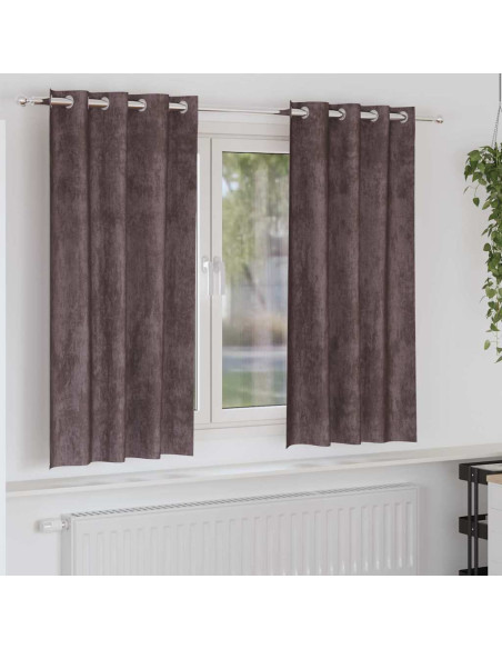 Tende in Velluto con tende 2 pcs Marrone 175 x 140 cm Velluto