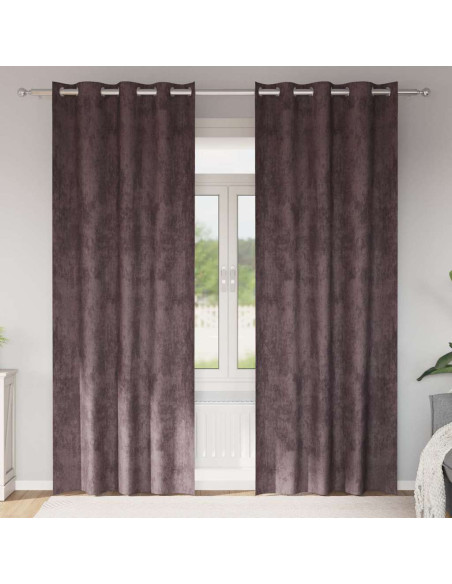 Tende in Velluto con tende 2 pcs Marrone 245 x 140 cm Velluto