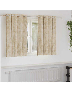 Tende in Velluto con tende 2 pcs Crema 140 x 140 cm Velluto