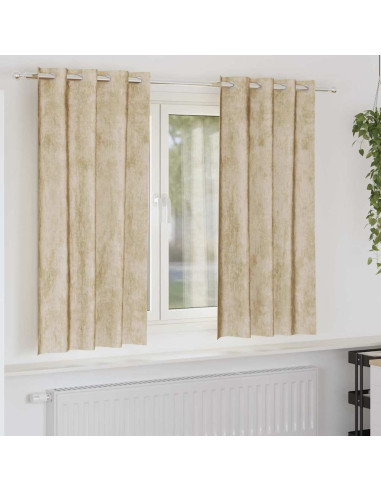 Tende in Velluto con tende 2 pcs Crema 175 x 140 cm Velluto