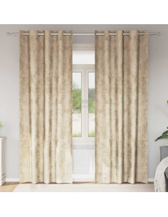 Tende in Velluto con tende 2 pcs Crema 245 x 140 cm Velluto