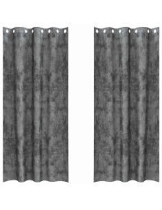 Tende in Velluto con tende 2 pcs Grigio 225 x 140 cm Velluto 2