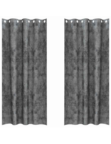 Tende in Velluto con tende 2 pcs Grigio 225 x 140 cm Velluto