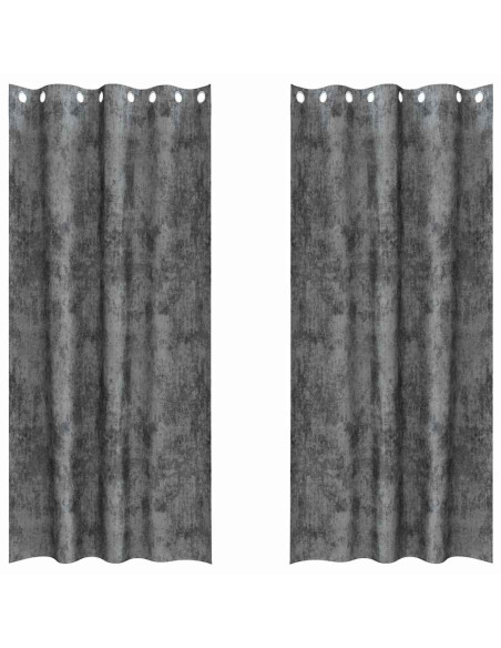 Tende in Velluto con tende 2 pcs Grigio 225 x 140 cm Velluto