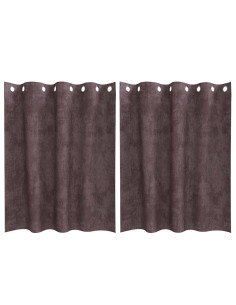 Tende in Velluto con tende 2 pcs Marrone 140 x 140 cm Velluto 2