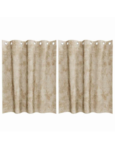 Tende in Velluto con tende 2 pcs Crema 140 x 140 cm Velluto 2