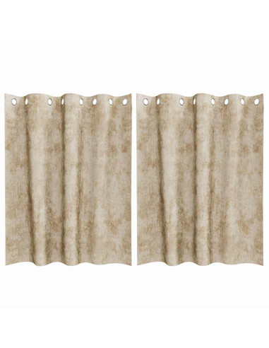 Tende in Velluto con tende 2 pcs Crema 140 x 140 cm Velluto