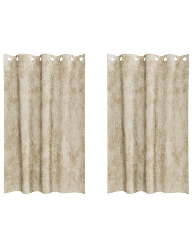 Tende in Velluto con tende 2 pcs Crema 175 x 140 cm Velluto