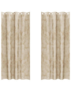 Tende in Velluto con tende 2 pcs Crema 225 x 140 cm Velluto 2