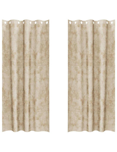 Tende in Velluto con tende 2 pcs Crema 225 x 140 cm Velluto