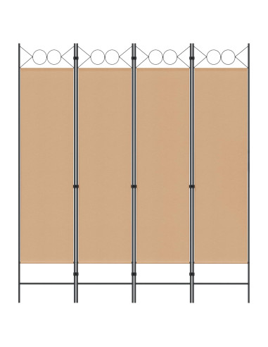 Paravento a 4 Pannelli Beige 160 x 180 cm Tessuto