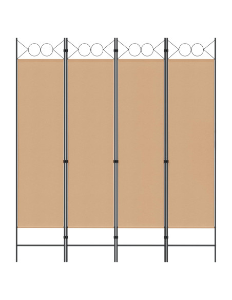 Paravento a 4 Pannelli Beige 160 x 180 cm Tessuto